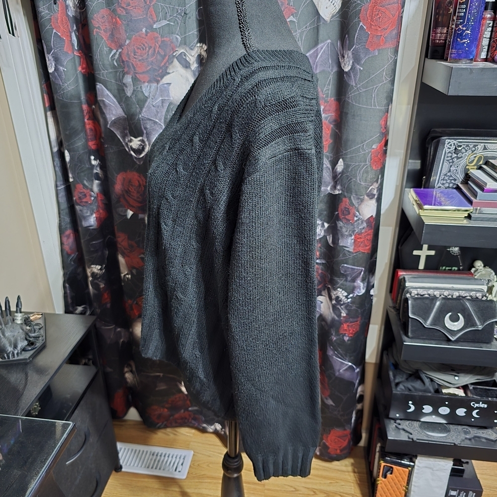 Ardene Dark Knit V-Neck Sweater - Picture 2 of 5